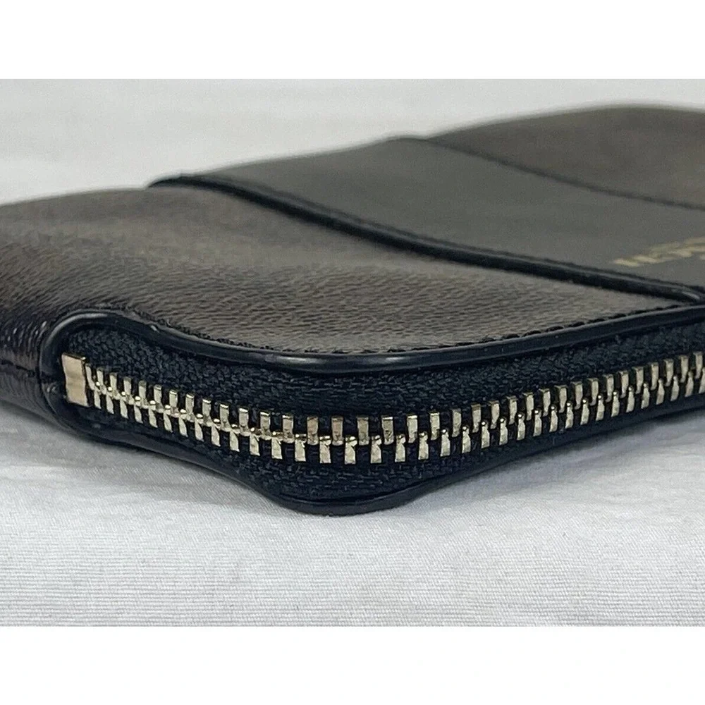 Coach Wallet Corner Zip Signature PVC Wristlet Two-Tone Dark Brown EUC Wallet - Picture 6 of 15